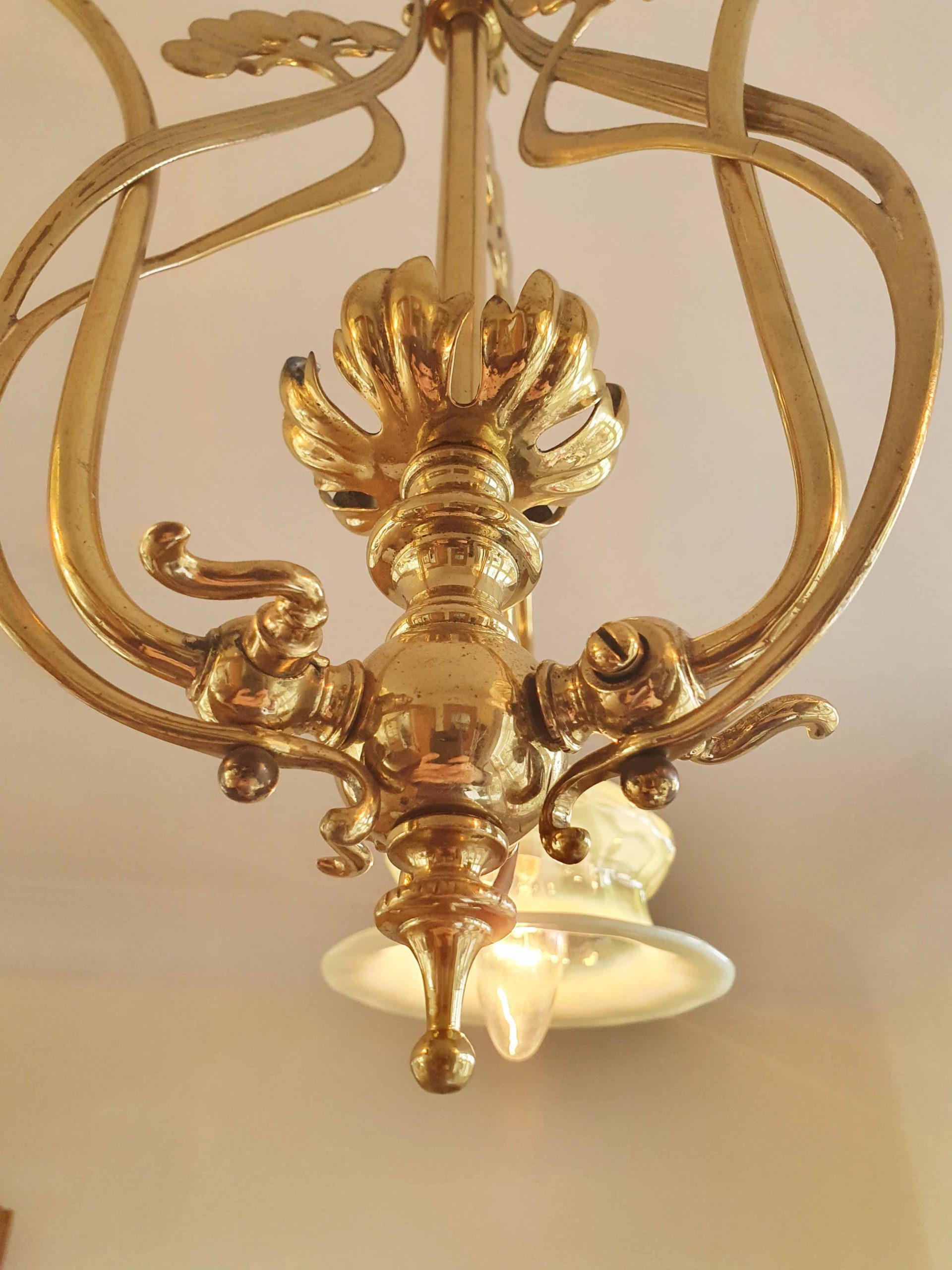 Style of Meynell & Sons, Wolverhampton | Art Nouveau 3 Branch Gas Ceiling Light | England c.1910 | SOLD - Image 7