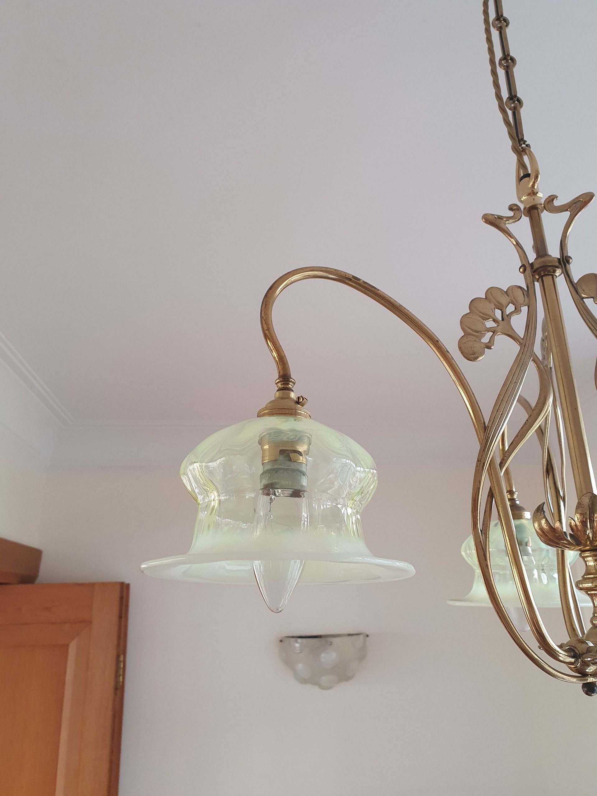 Style of Meynell & Sons, Wolverhampton | Art Nouveau 3 Branch Gas Ceiling Light | England c.1910 | SOLD - Image 10
