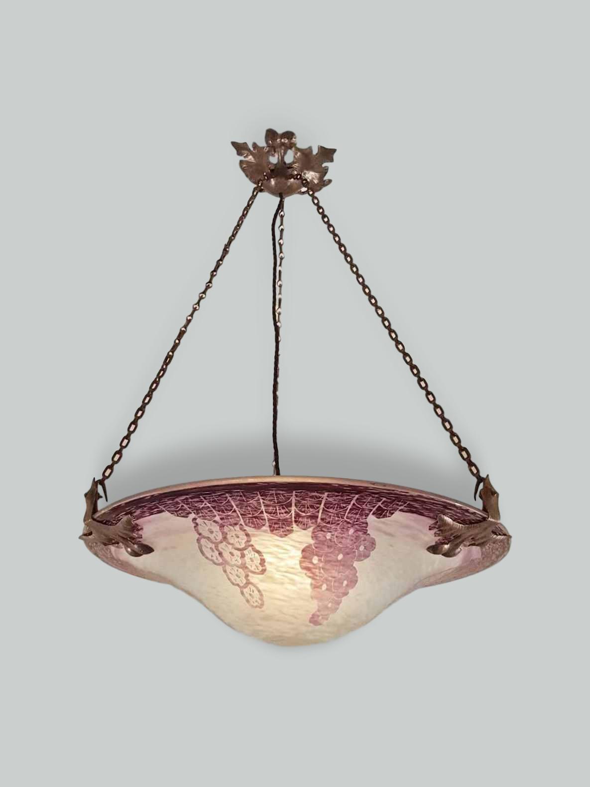 Le Verre Français (Verreries Schneider) | Purple Cameo-Glass Plafonnier | France c.1922 | SOLD