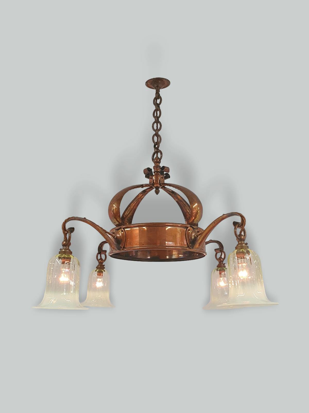 Unsigned | 4 Branch Arts & Crafts Ceiling Light | England c.1900 | SOLD