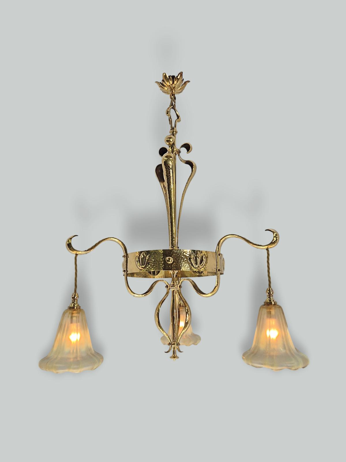 William Whitehouse & Co. Birmingham | 3-Branch Arts & Crafts Chandlier | England 1903