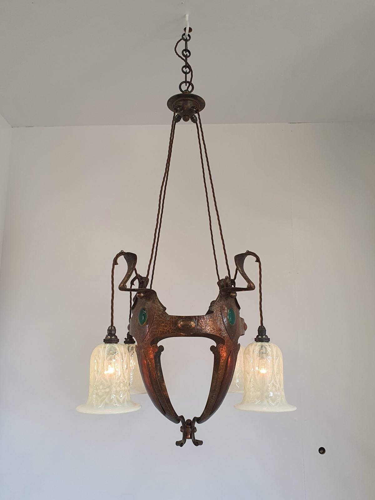Style of Jesson, Birkett & Co. (Faulkner Bronze Co.) | Copper Arts & Crafts Chandelier | England c.1905 | SOLD - Image 2