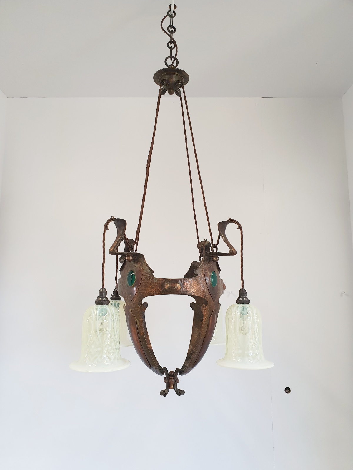 Style of Jesson, Birkett & Co. (Faulkner Bronze Co.) | Copper Arts & Crafts Chandelier | England c.1905 | SOLD - Image 3