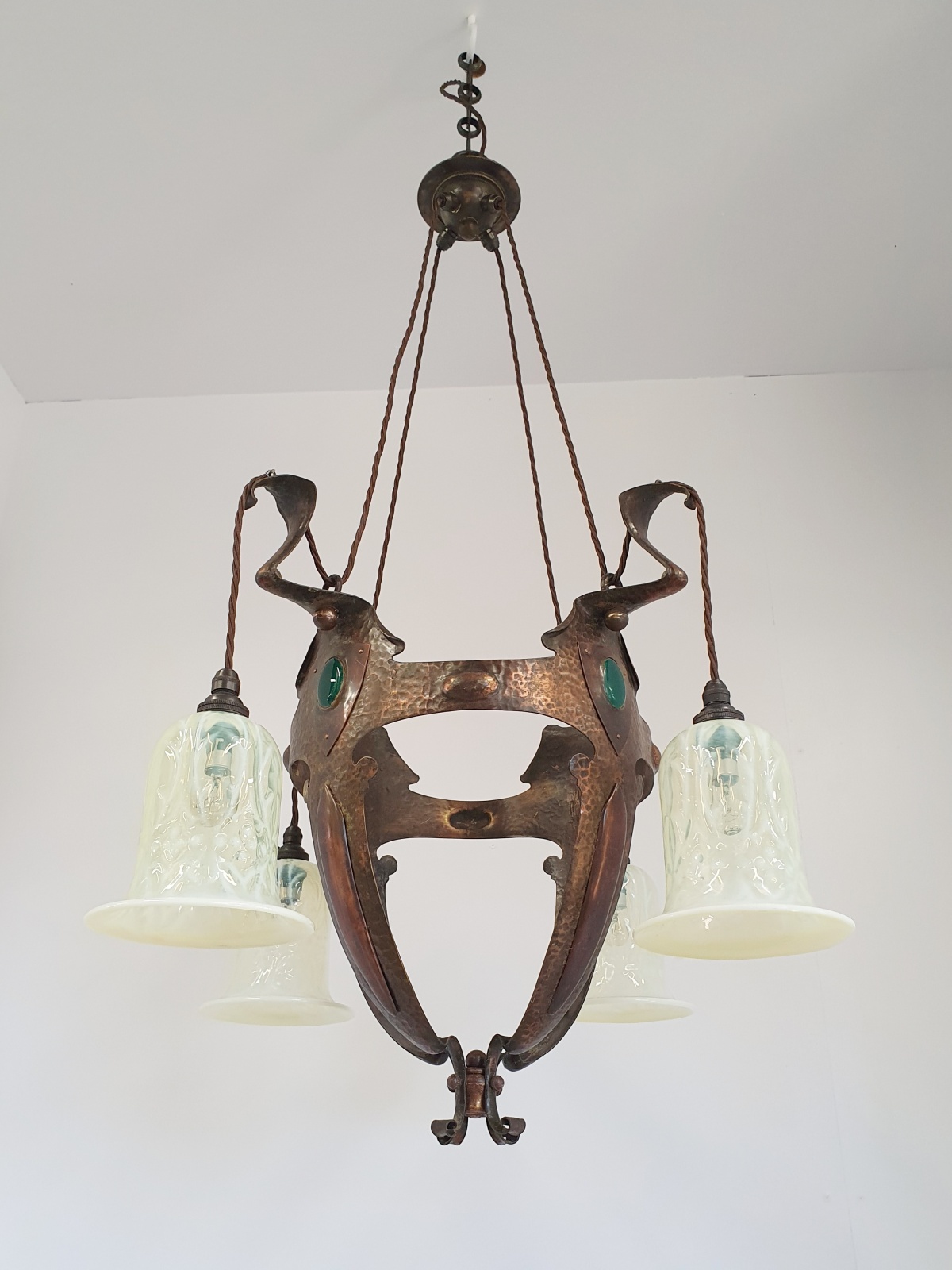 Style of Jesson, Birkett & Co. (Faulkner Bronze Co.) | Copper Arts & Crafts Chandelier | England c.1905 | SOLD - Image 5