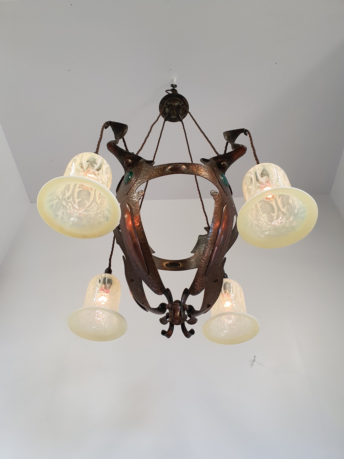 Style of Jesson, Birkett & Co. (Faulkner Bronze Co.) | Copper Arts & Crafts Chandelier | England c.1905 | SOLD - Image 6