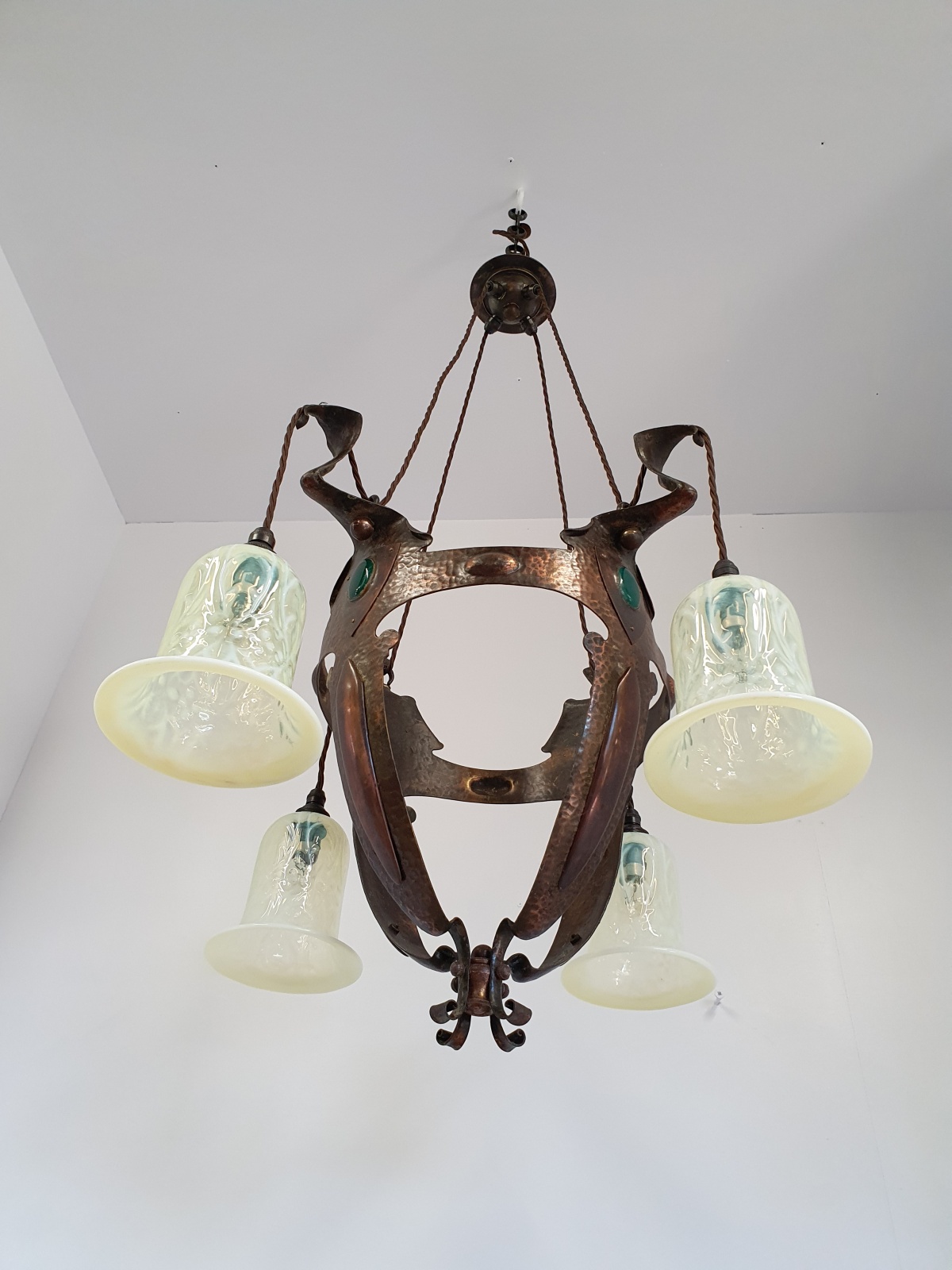 Style of Jesson, Birkett & Co. (Faulkner Bronze Co.) | Copper Arts & Crafts Chandelier | England c.1905 | SOLD - Image 7