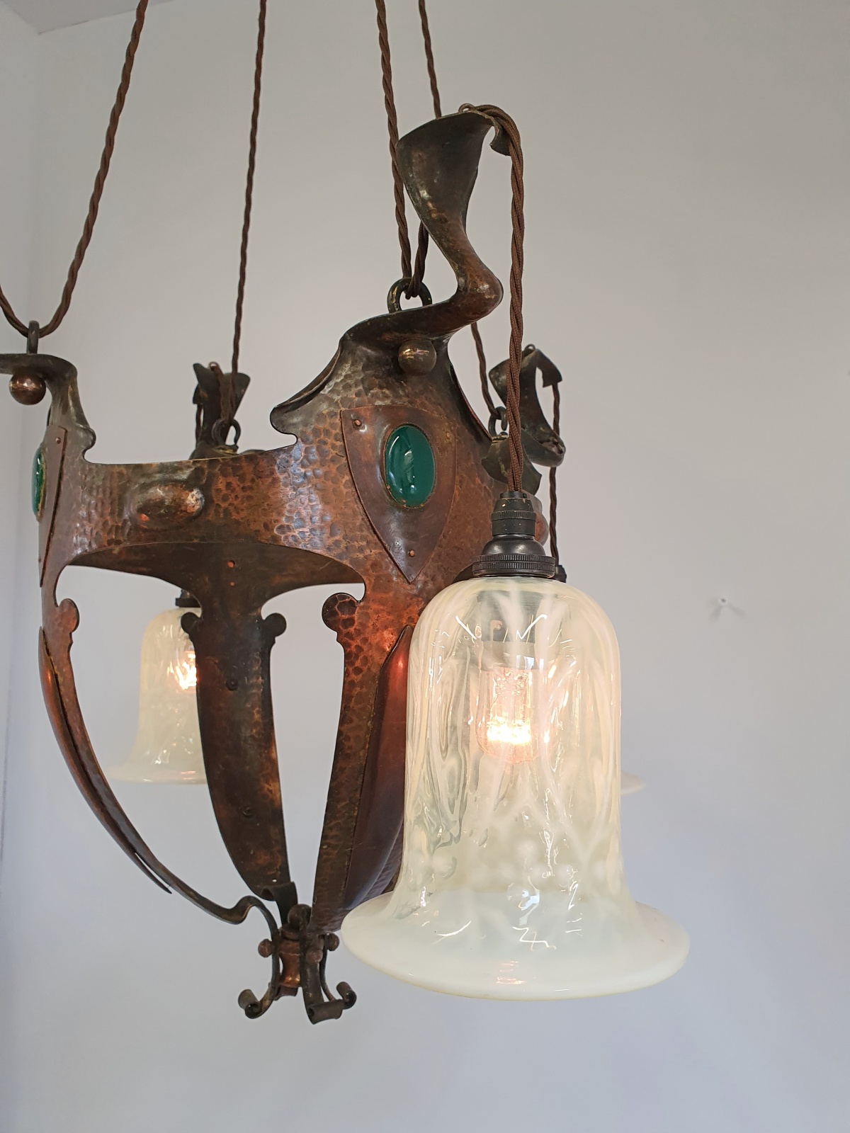 Style of Jesson, Birkett & Co. (Faulkner Bronze Co.) | Copper Arts & Crafts Chandelier | England c.1905 | SOLD - Image 8