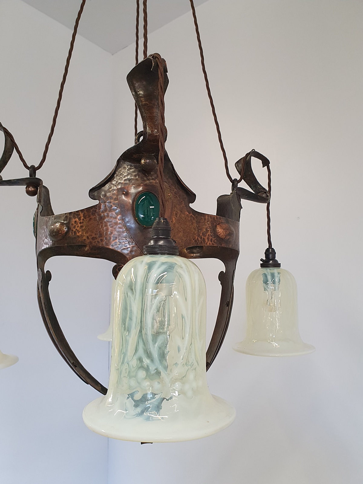 Style of Jesson, Birkett & Co. (Faulkner Bronze Co.) | Copper Arts & Crafts Chandelier | England c.1905 | SOLD - Image 9
