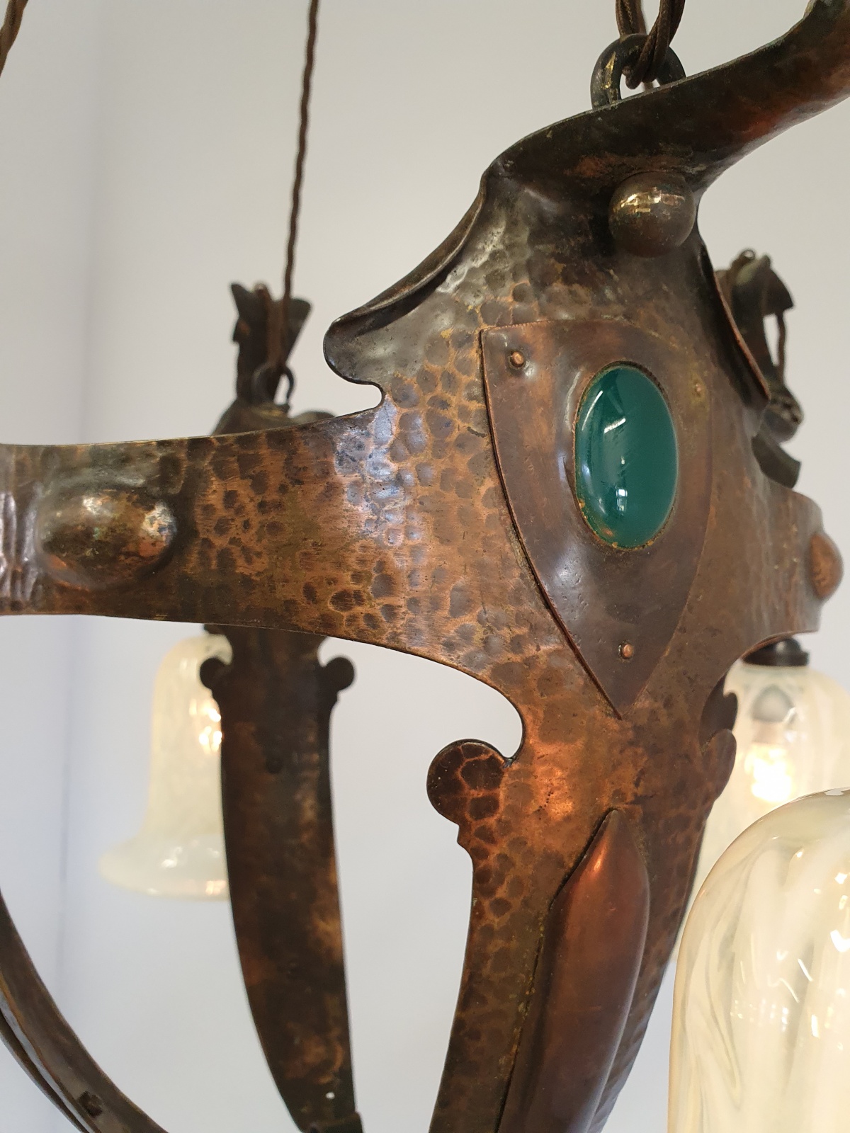 Style of Jesson, Birkett & Co. (Faulkner Bronze Co.) | Copper Arts & Crafts Chandelier | England c.1905 | SOLD - Image 10