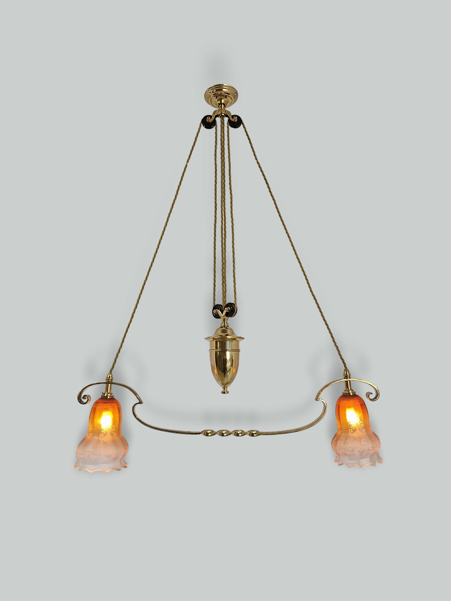Unsigned | Edwardian "Rise & Fall" Ceiling Light | England c.1905