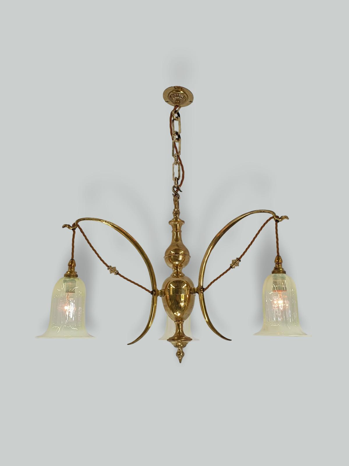 The General Electric Company (G.E.C) | 3 Branch Edwardian Ceiling Light | England c.1905