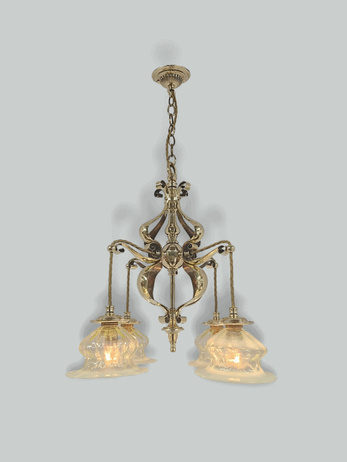 F & C Osler, Birmingham | Ensuite Arts & Crafts Ceiling Light with 2 Wall Lights | England c.1905 | SOLD