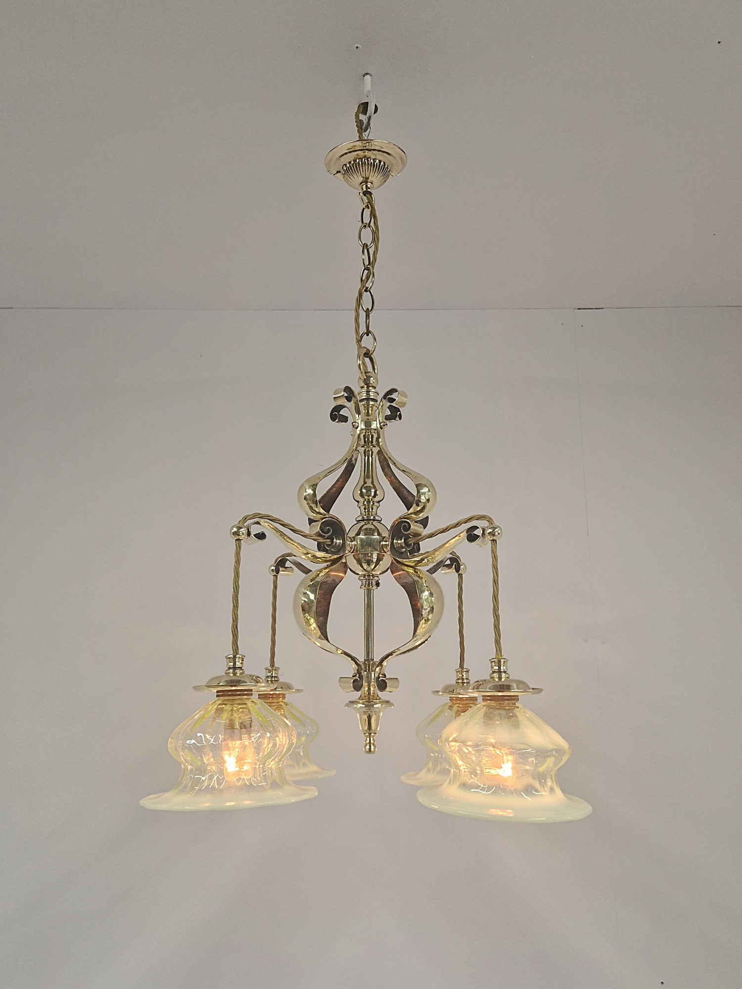 F & C Osler, Birmingham | Ensuite Arts & Crafts Ceiling Light with 2 Wall Lights | England c.1905 | SOLD - Image 3