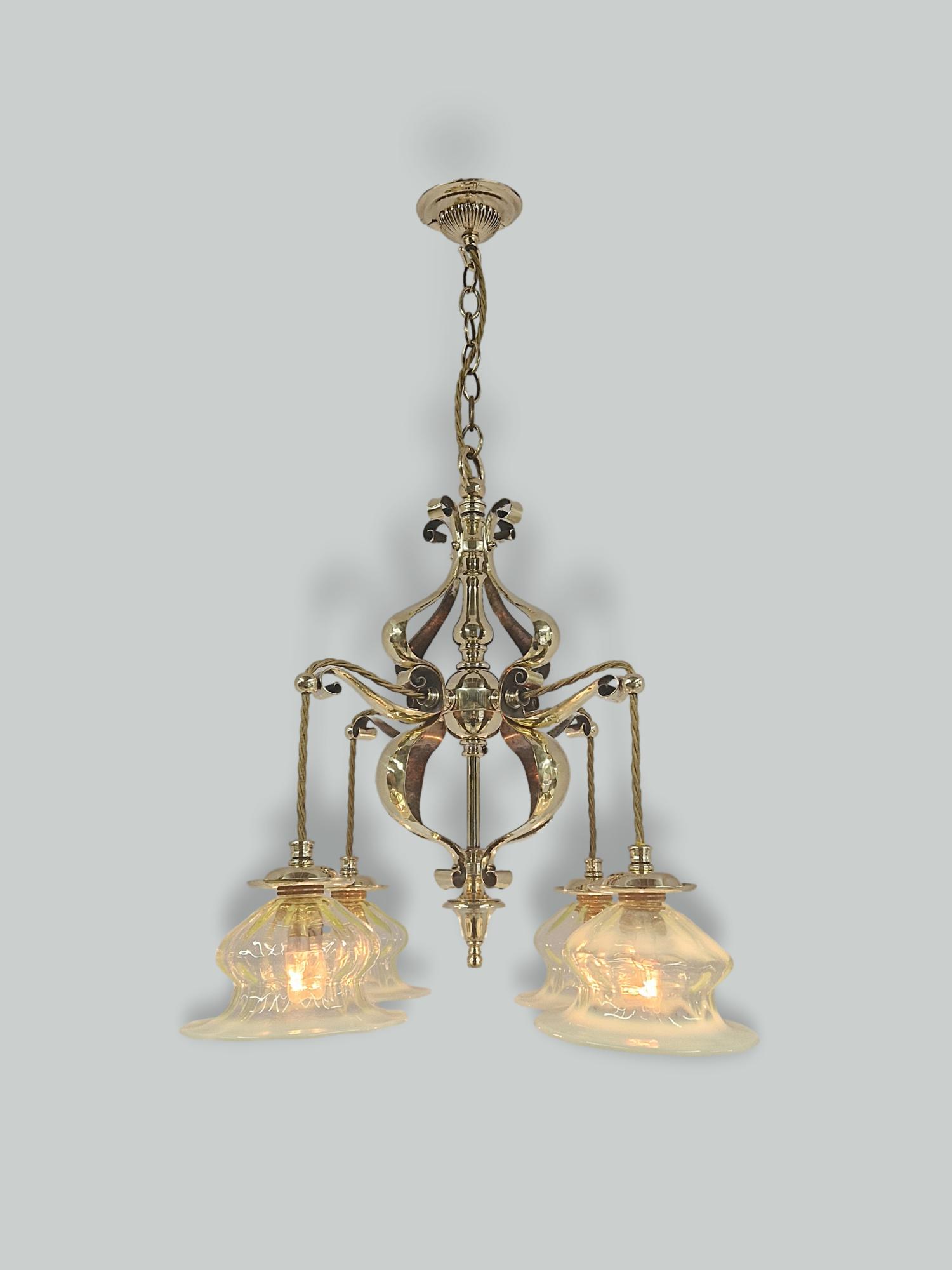 F & C Osler, Birmingham | Ensuite Arts & Crafts Ceiling Light with 2 Wall Lights | England c.1905 | SOLD - Image 2