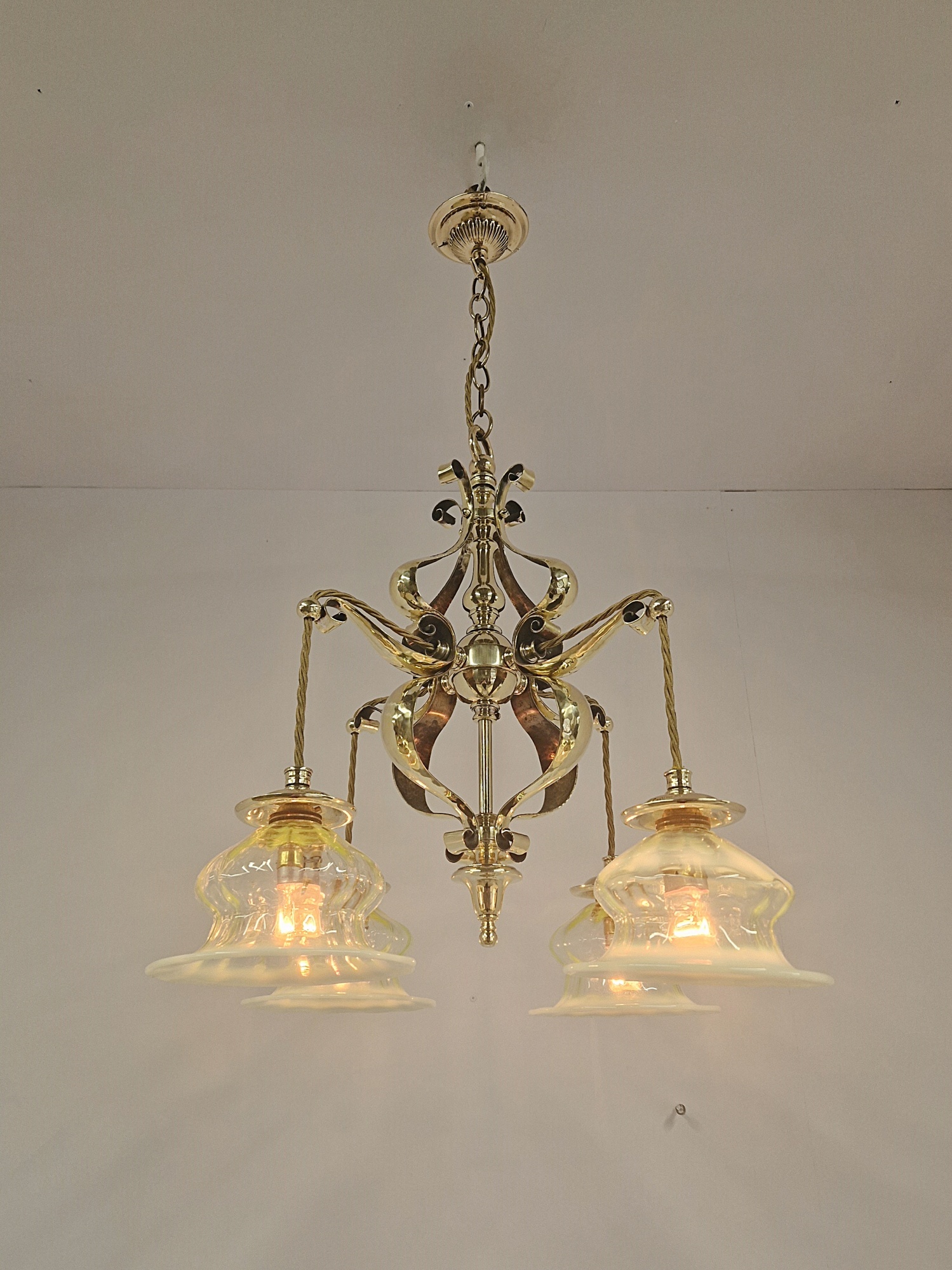 F & C Osler, Birmingham | Ensuite Arts & Crafts Ceiling Light with 2 Wall Lights | England c.1905 | SOLD - Image 5
