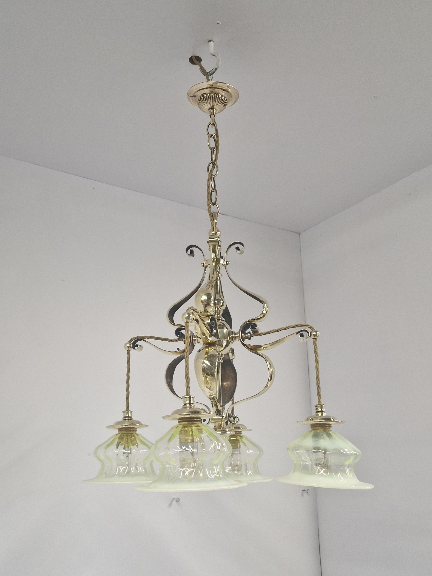 F & C Osler, Birmingham | Ensuite Arts & Crafts Ceiling Light with 2 Wall Lights | England c.1905 | SOLD - Image 8