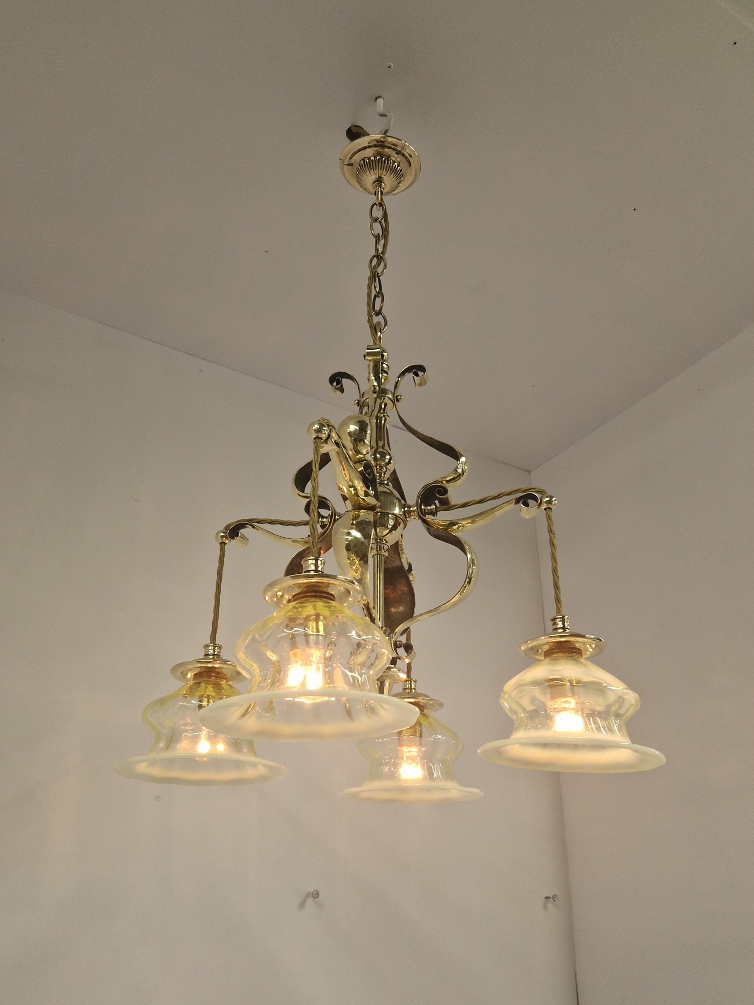 F & C Osler, Birmingham | Ensuite Arts & Crafts Ceiling Light with 2 Wall Lights | England c.1905 | SOLD - Image 9