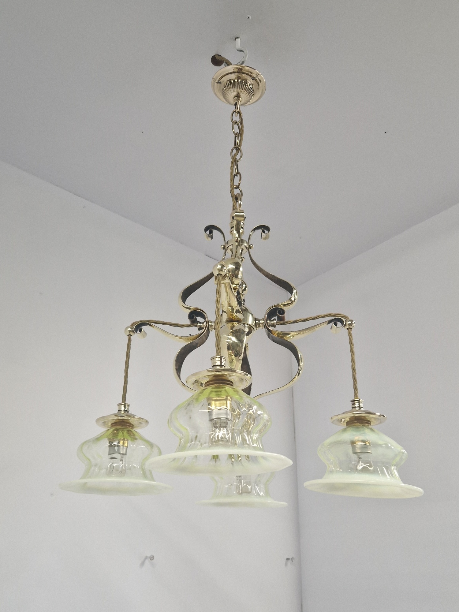 F & C Osler, Birmingham | Ensuite Arts & Crafts Ceiling Light with 2 Wall Lights | England c.1905 | SOLD - Image 10