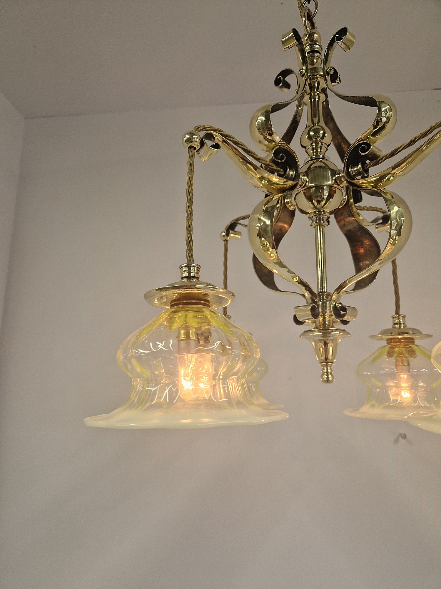 F & C Osler, Birmingham | Ensuite Arts & Crafts Ceiling Light with 2 Wall Lights | England c.1905 | SOLD - Image 11