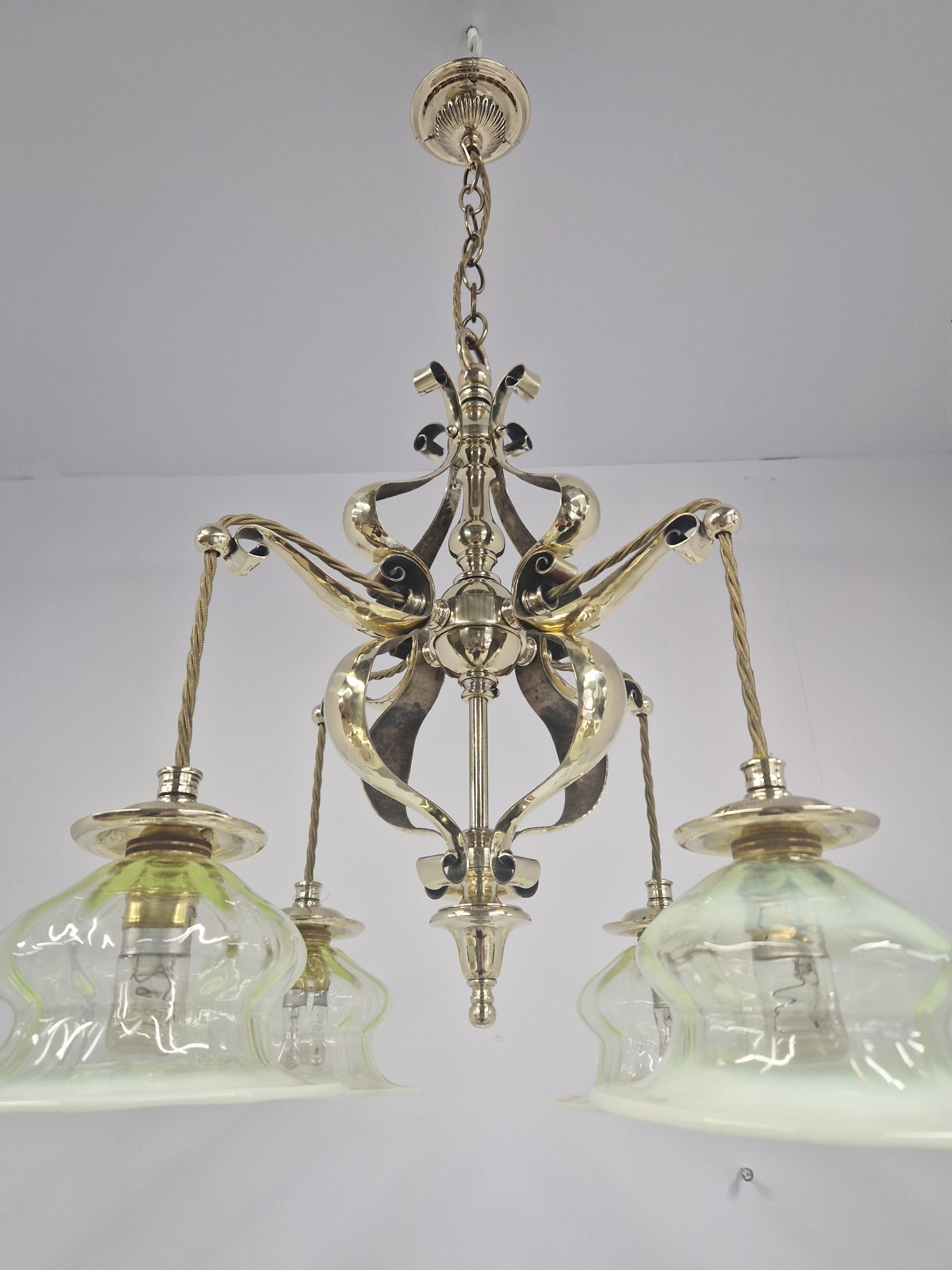 F & C Osler, Birmingham | Ensuite Arts & Crafts Ceiling Light with 2 Wall Lights | England c.1905 | SOLD - Image 12