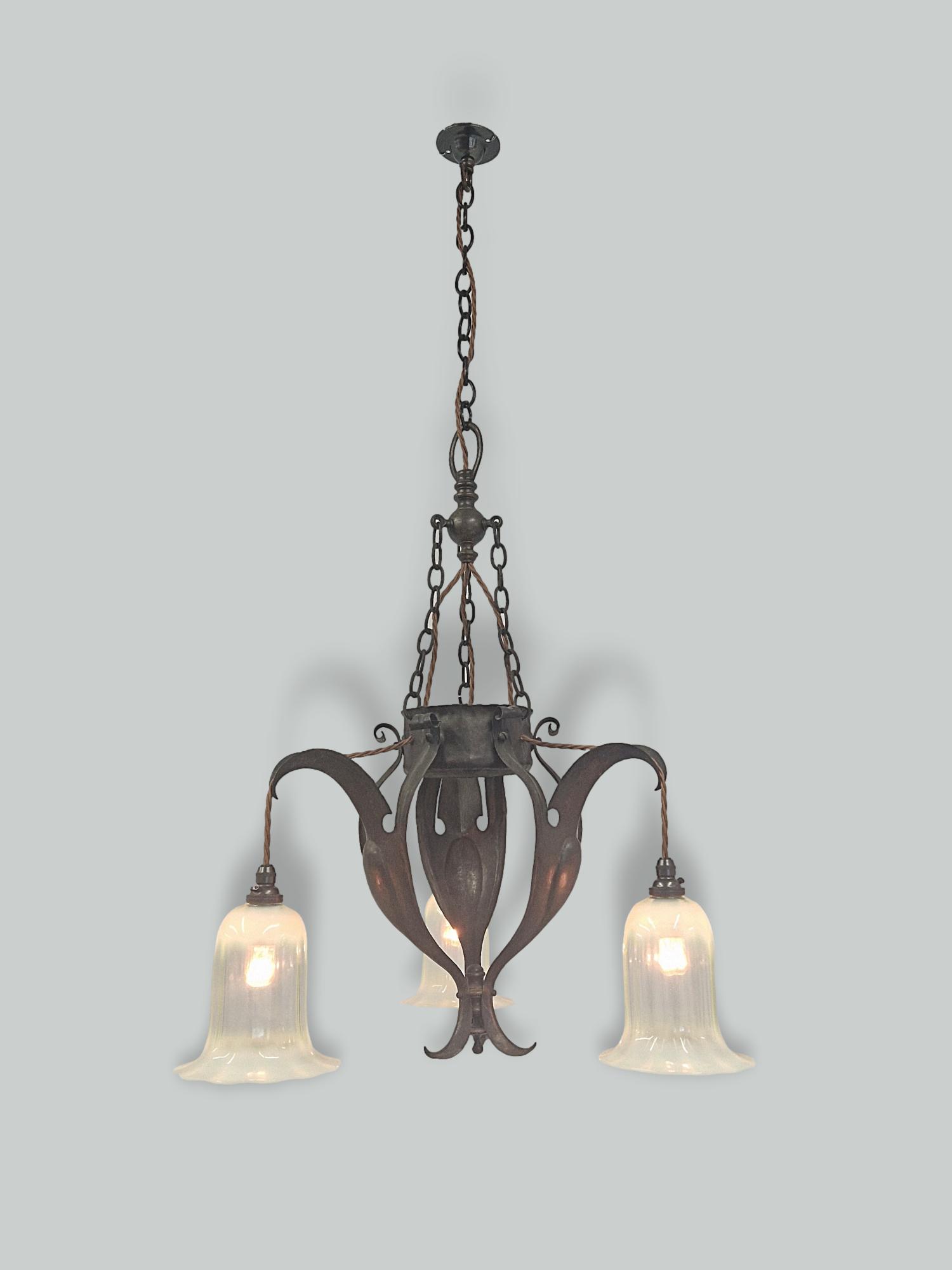 Style of Jesson, Birkett & Co. (Faulkner Bronze Co.) | Copper Arts & Crafts Hanging Lamp | England c.1900