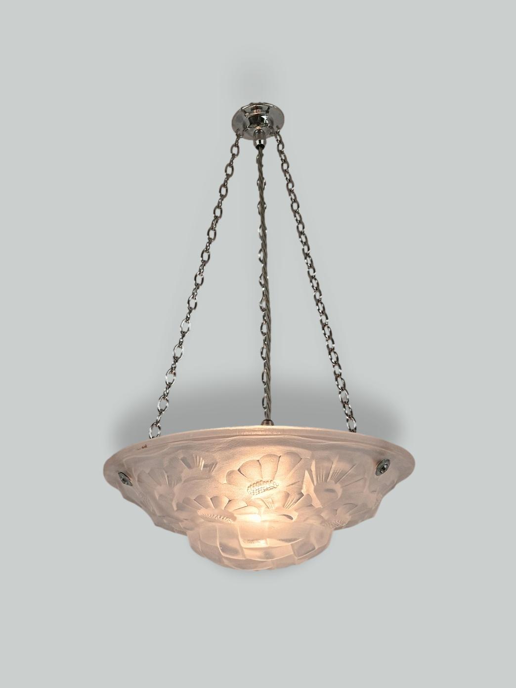 Verrerie D’art Degué | Frosted Art Deco Glass Plafonnier | France c.1930 | SOLD