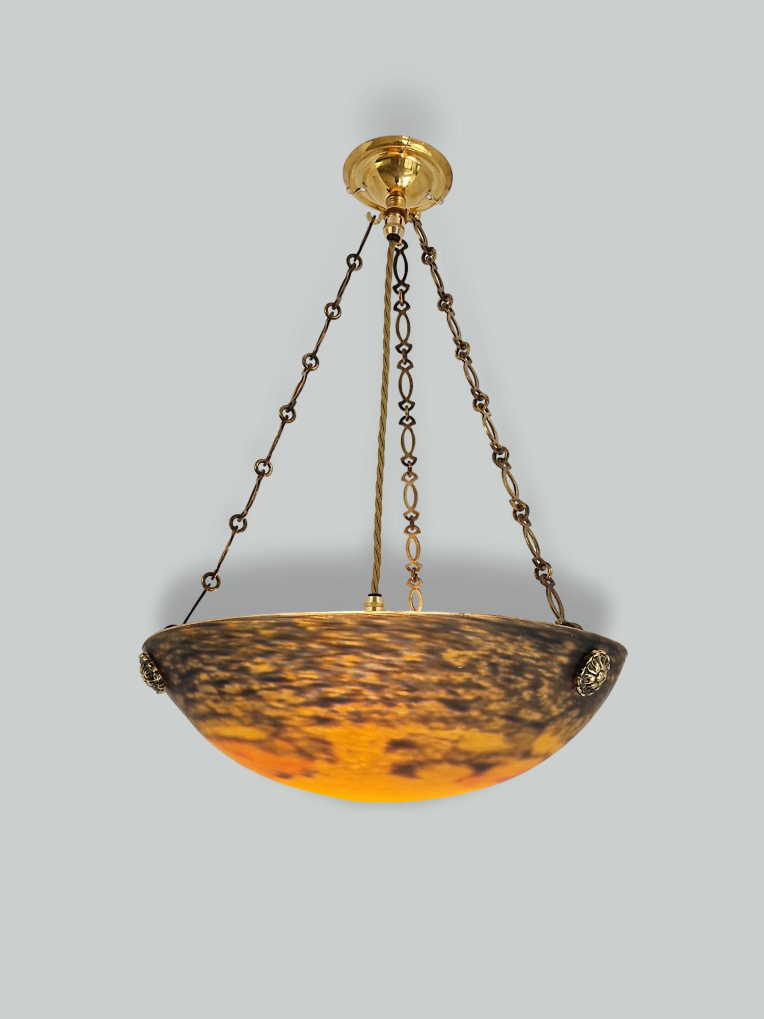 Noverdy (Nouvelle Verrerie de Dijon) | Pate-De-Verre Plafonnier | France c.1925 | SOLD