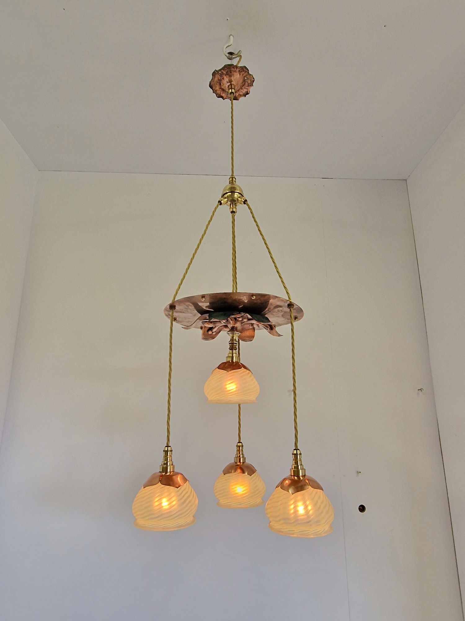 Style of W.A.S Benson with James Powell & Sons | An Arts & Crafts Cluster Ceiling Light | England c.1900 | SOLD - Image 2
