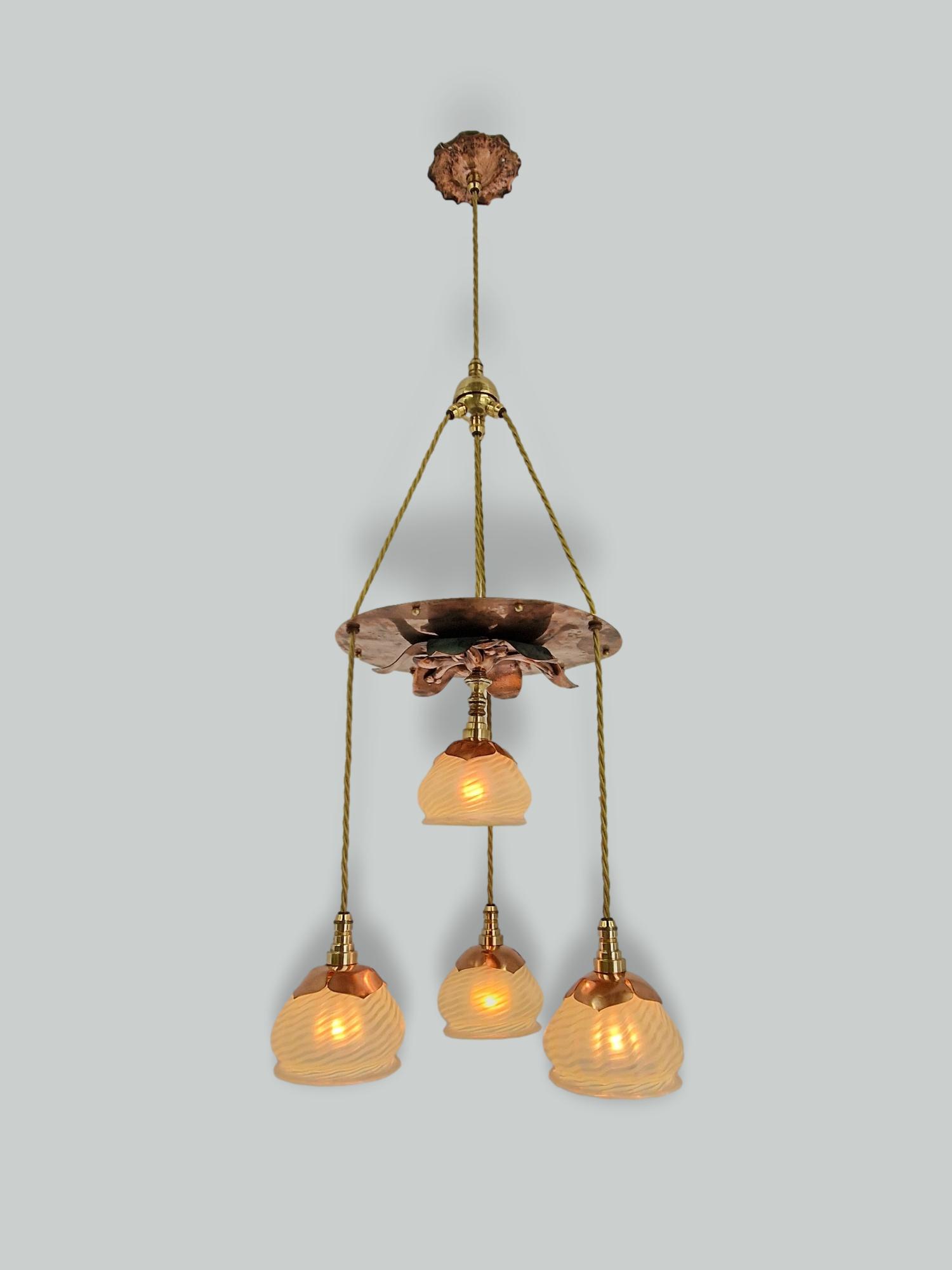 Style of W.A.S Benson with James Powell & Sons | An Arts & Crafts Cluster Ceiling Light | England c.1900 | SOLD
