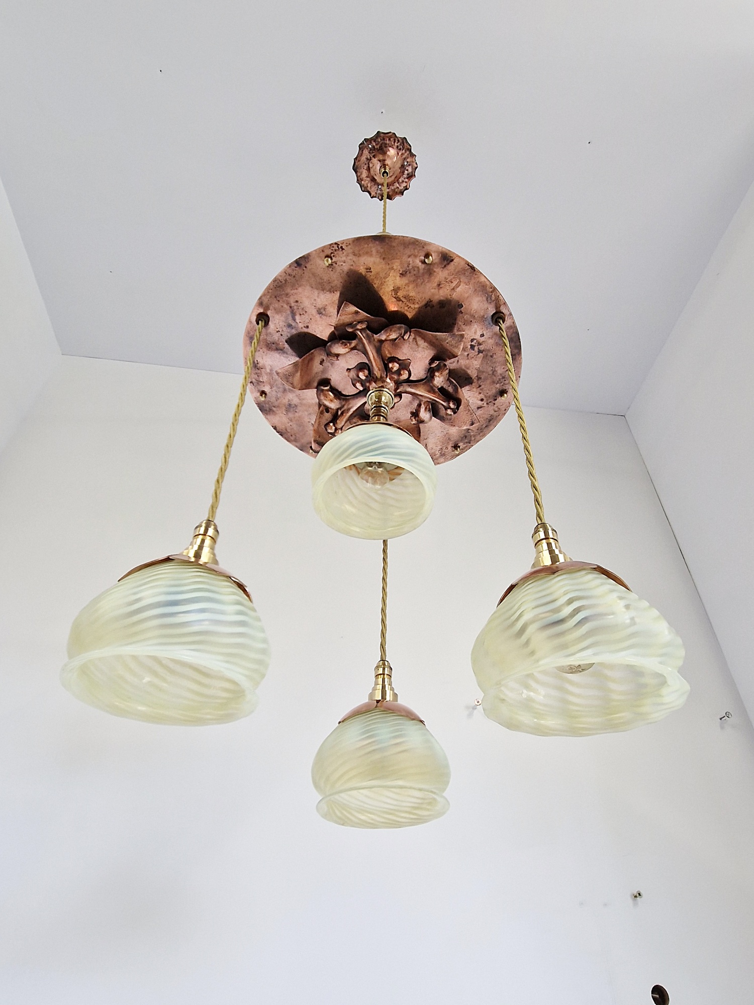 Style of W.A.S Benson with James Powell & Sons | An Arts & Crafts Cluster Ceiling Light | England c.1900 | SOLD - Image 7