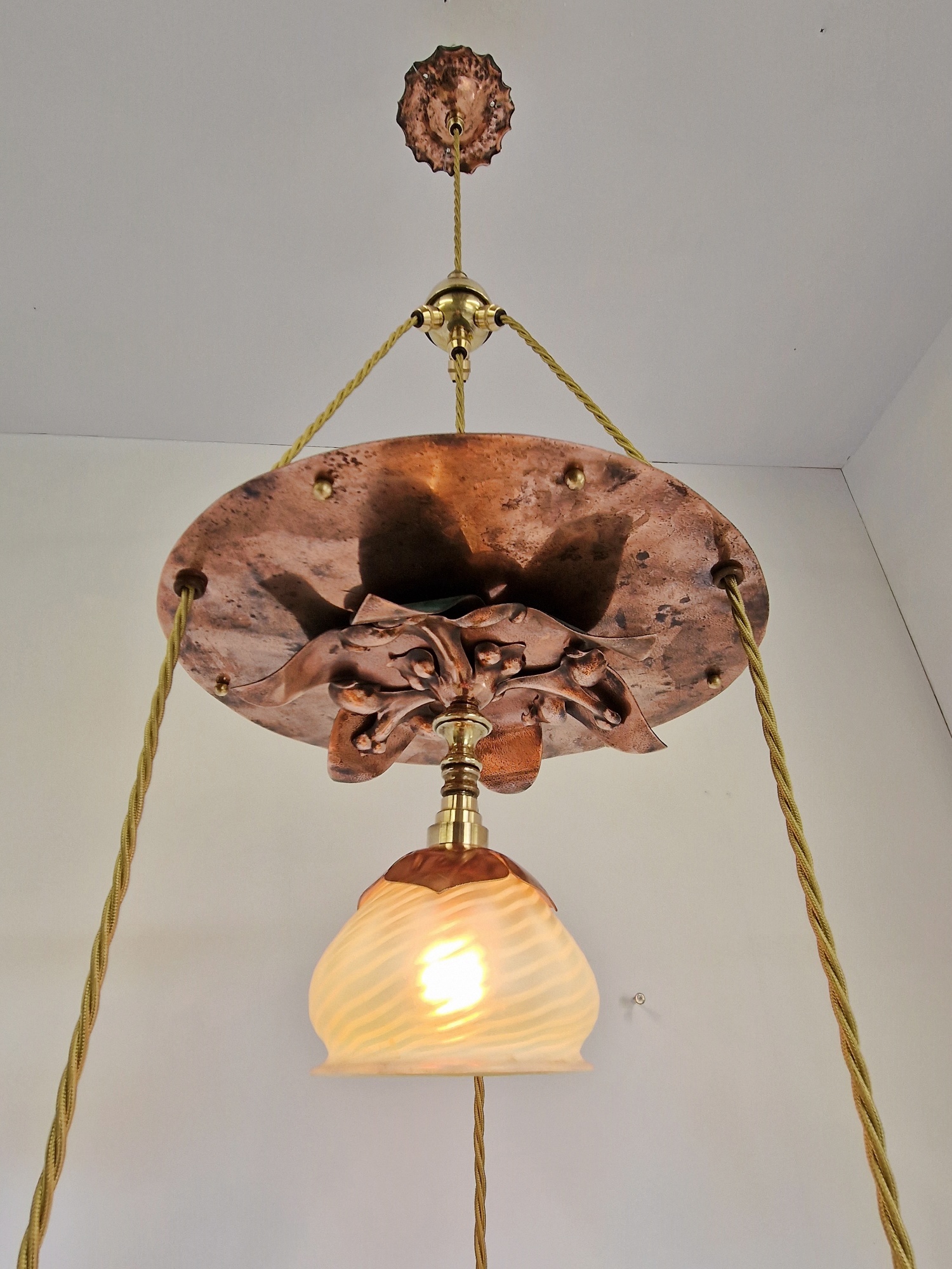 Style of W.A.S Benson with James Powell & Sons | An Arts & Crafts Cluster Ceiling Light | England c.1900 | SOLD - Image 8