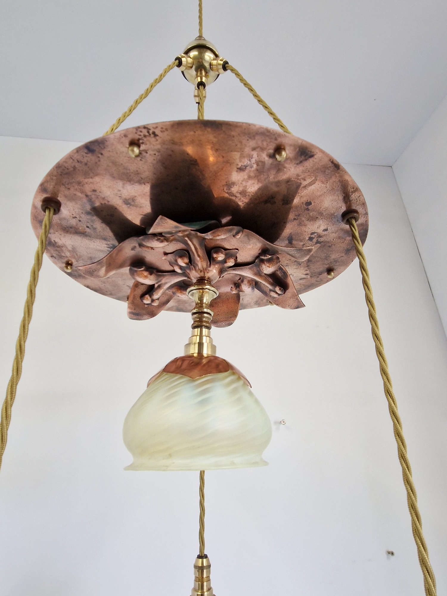 Style of W.A.S Benson with James Powell & Sons | An Arts & Crafts Cluster Ceiling Light | England c.1900 | SOLD - Image 9