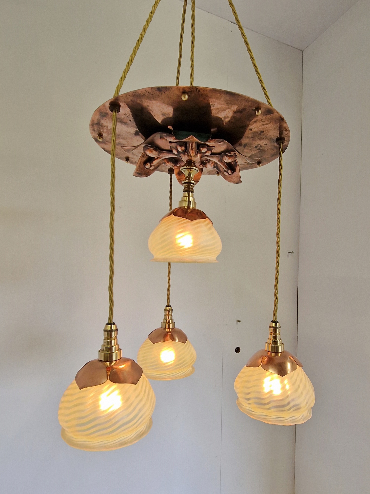 Style of W.A.S Benson with James Powell & Sons | An Arts & Crafts Cluster Ceiling Light | England c.1900 | SOLD - Image 10