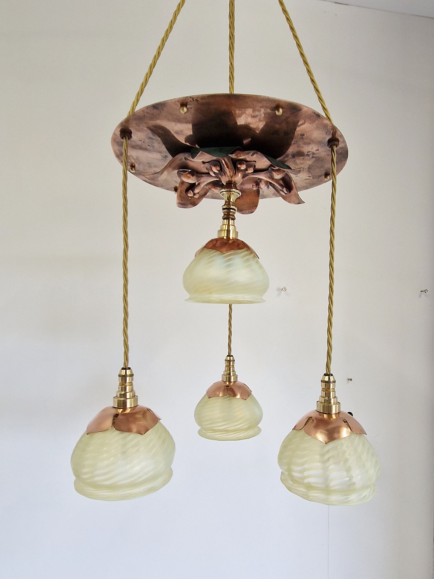 Style of W.A.S Benson with James Powell & Sons | An Arts & Crafts Cluster Ceiling Light | England c.1900 | SOLD - Image 11