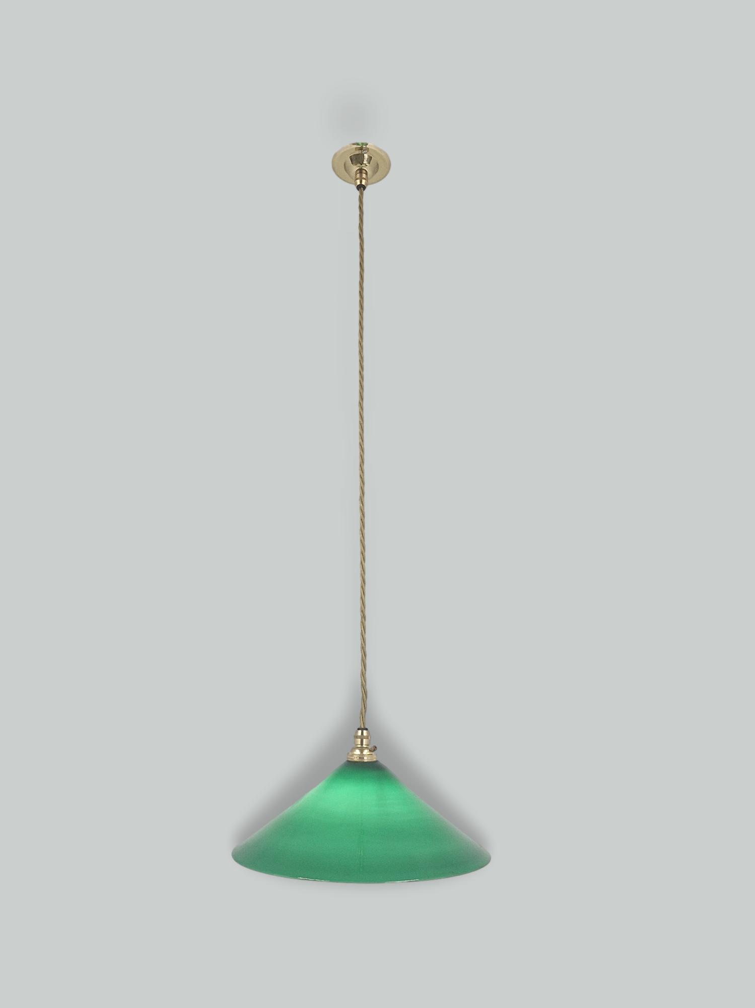 Unsigned | Green-Glass "Coolie" Pendant Lampshade | England 1st Half c.20th