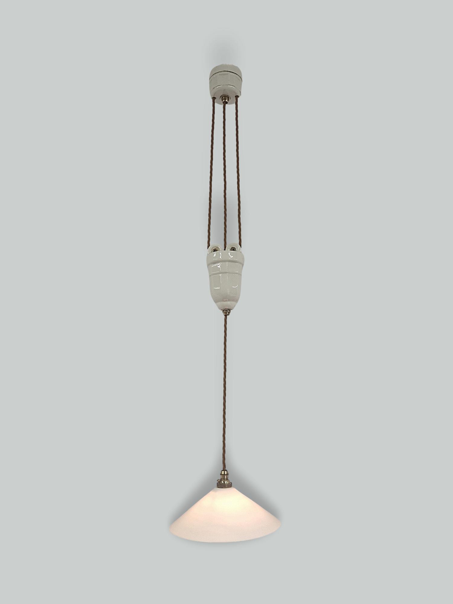 Unsigned | Ceramic "Rise & Fall" Pendant Light | France C.1920-39