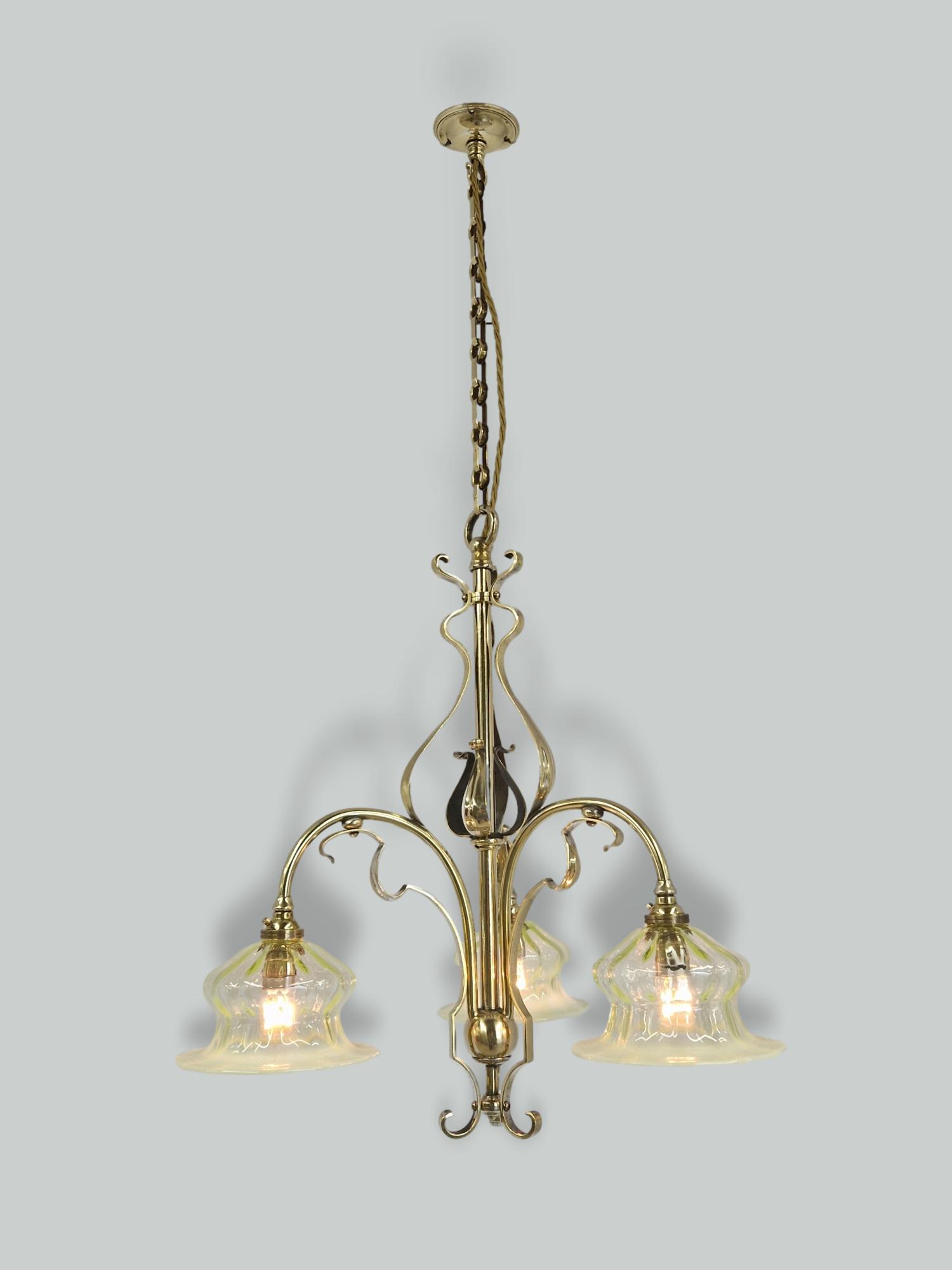 Unsigned | Cast Brass Arts & Crafts Electrolier | England c.1910