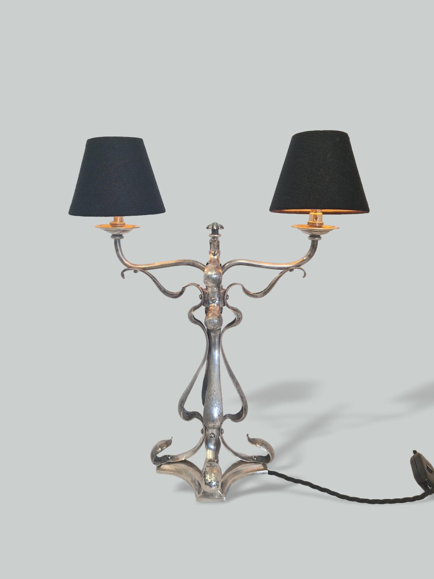 Unsigned | Silver-Plated Arts & Crafts Table Lamp | England c1905
