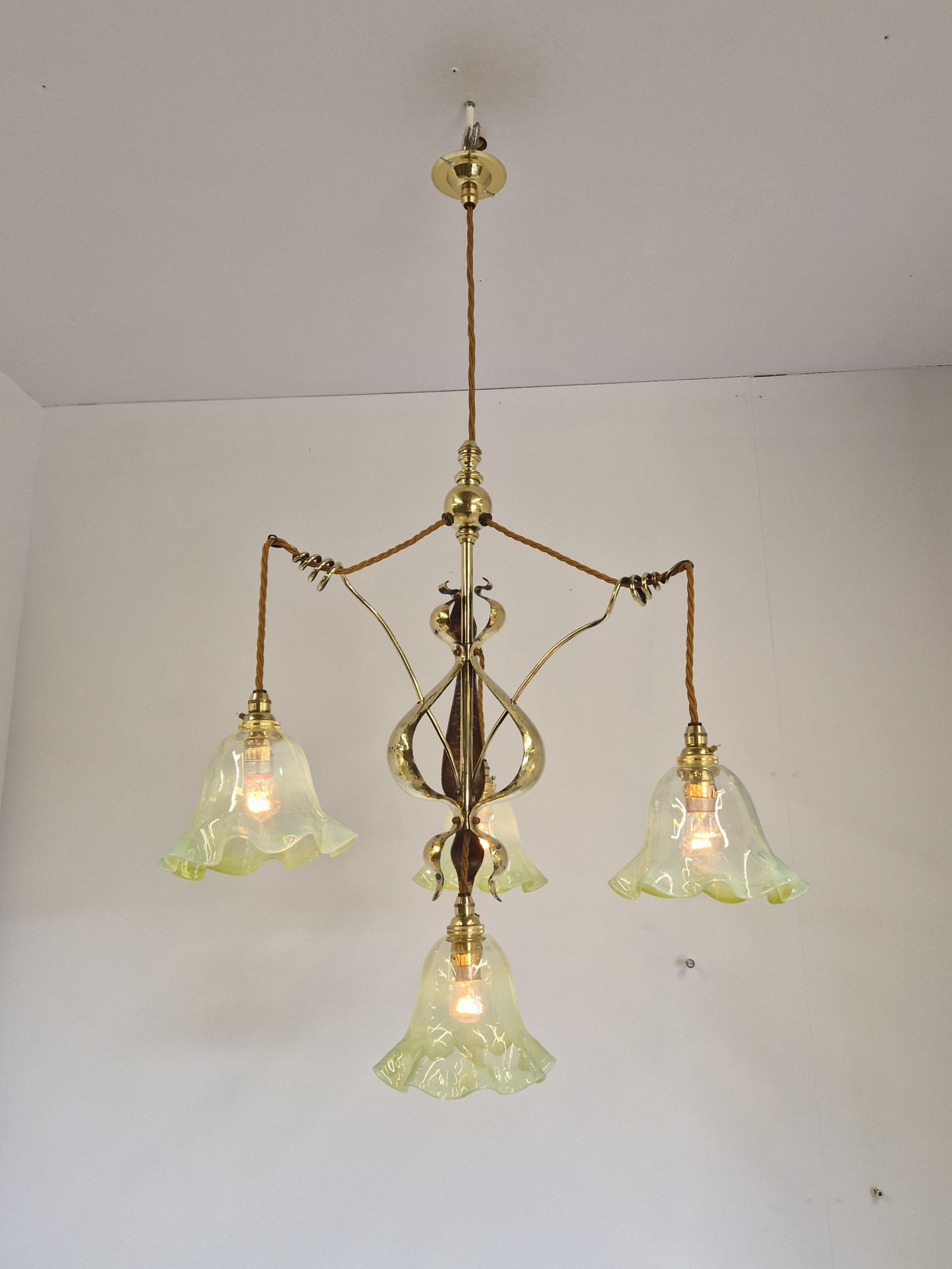 Style of W.A.S Benson | Arts & Crafts Chandelier | England c.1900 - Image 2