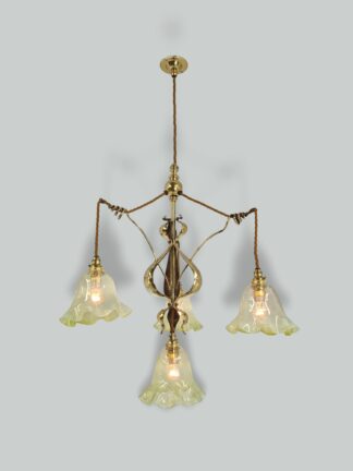 Style of W.A.S Benson | Arts & Crafts Chandelier | England c.1900