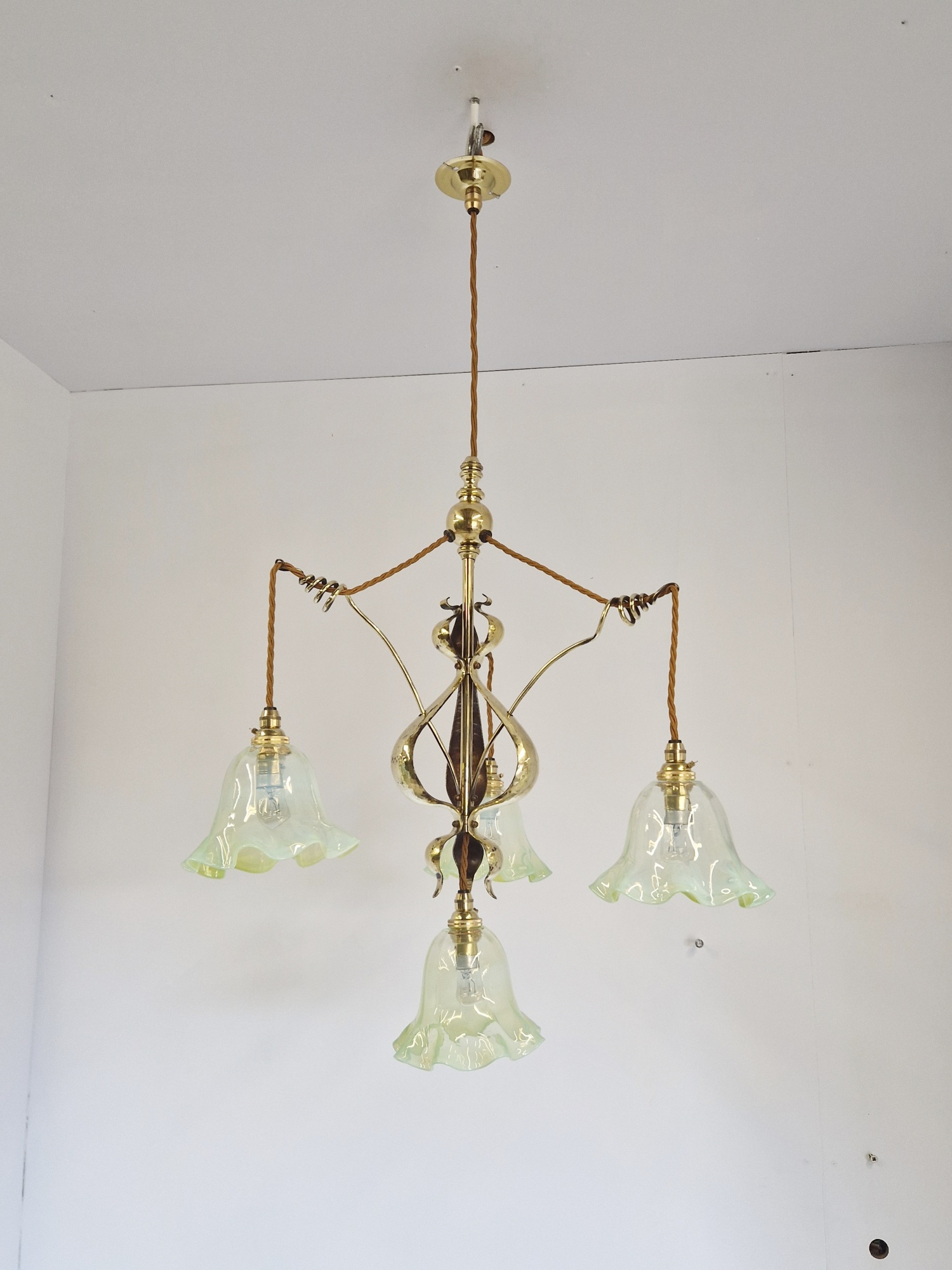 Style of W.A.S Benson | Arts & Crafts Chandelier | England c.1900 - Image 3