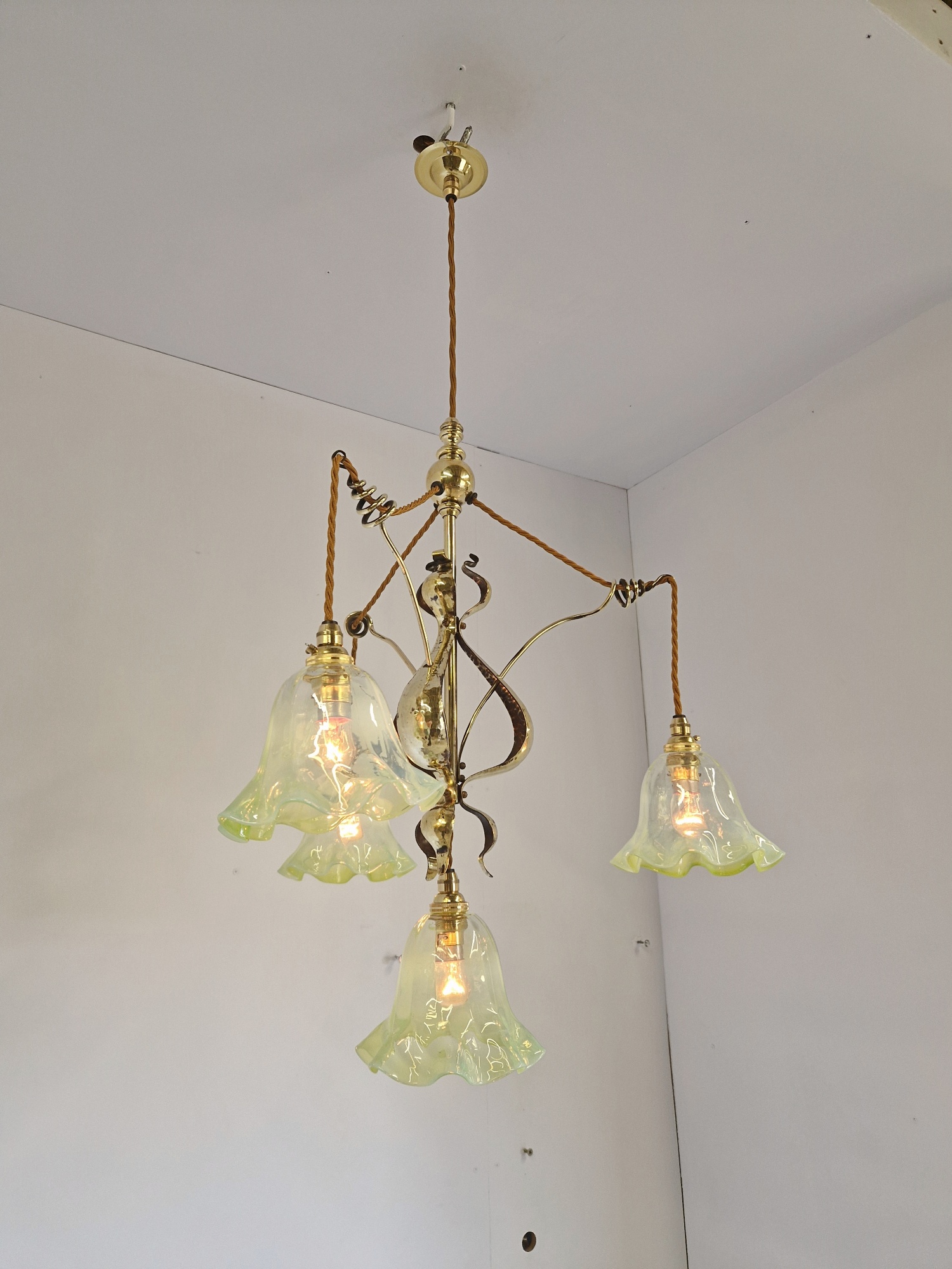 Style of W.A.S Benson | Arts & Crafts Chandelier | England c.1900 - Image 6