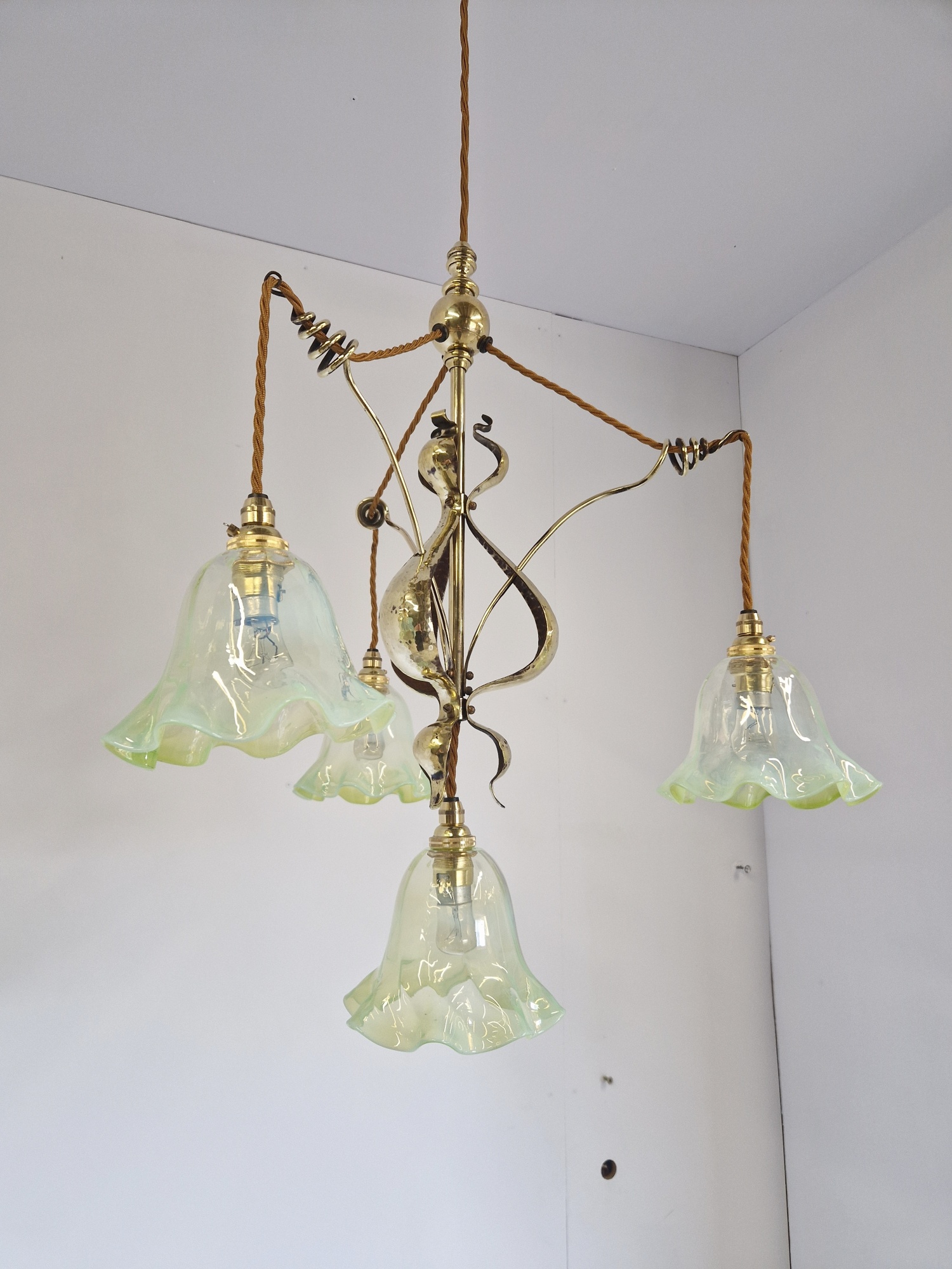 Style of W.A.S Benson | Arts & Crafts Chandelier | England c.1900 - Image 7