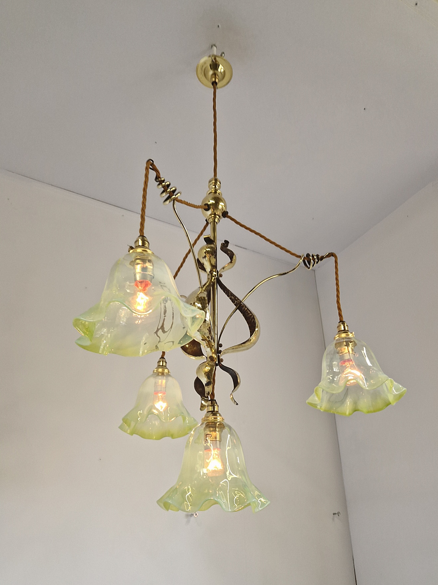 Style of W.A.S Benson | Arts & Crafts Chandelier | England c.1900 - Image 8