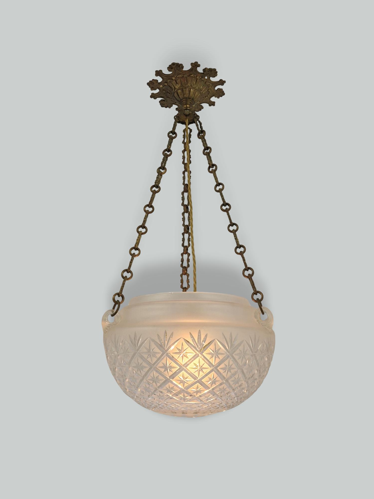 Unsigned | Rare Cut-Glass Plafonnier | England c.1905