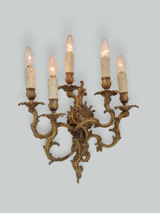 Unsigned | 2 Large "Rococo" 5-Light Candle Sconces | France 1st half c.20th