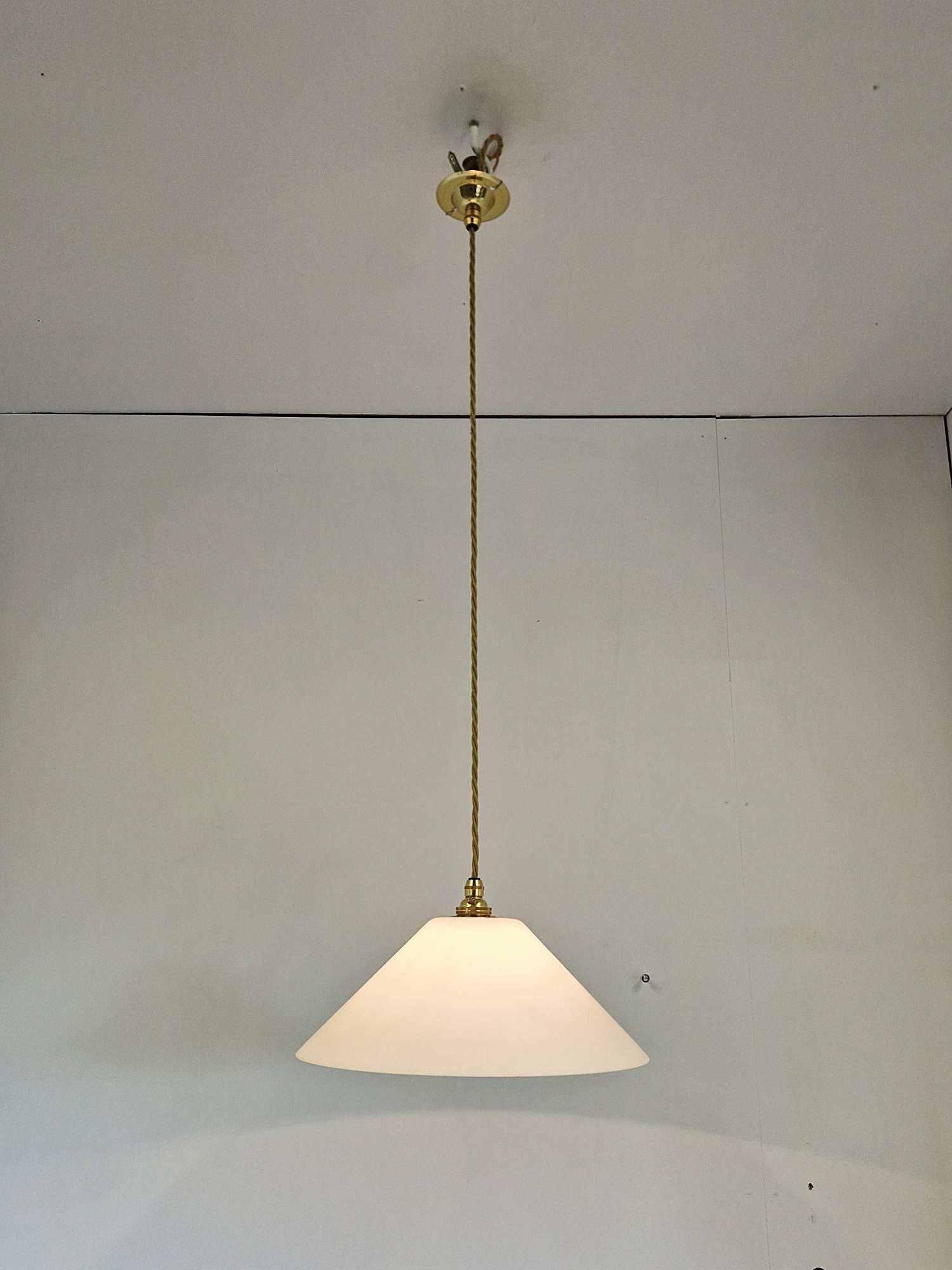 Unsigned | 2 Large White-Glass "Coolie" Pendant Lampshades | England 1st Half c.20th | SOLD - Image 2