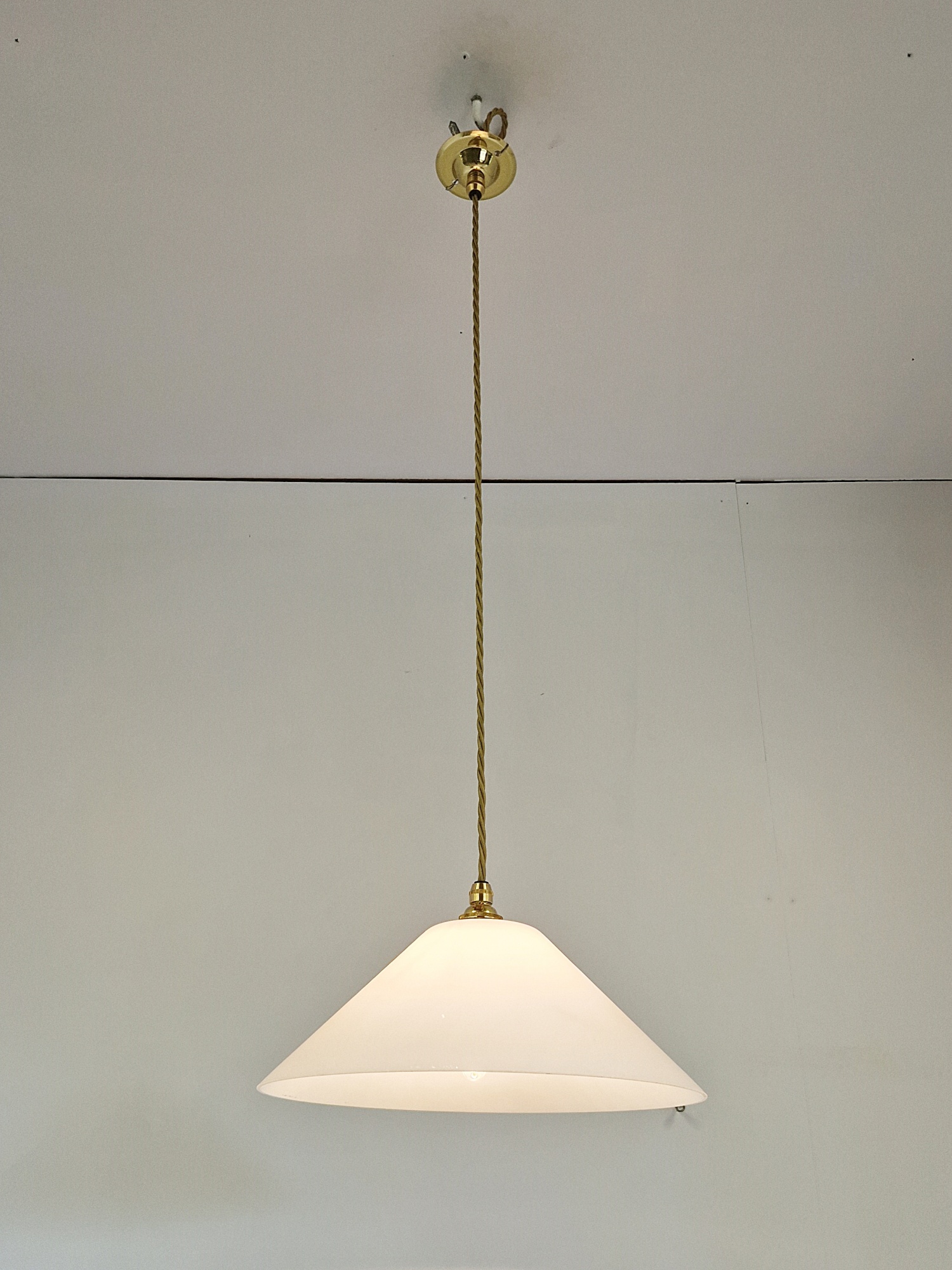 Unsigned | 2 Large White-Glass "Coolie" Pendant Lampshades | England 1st Half c.20th | SOLD - Image 4