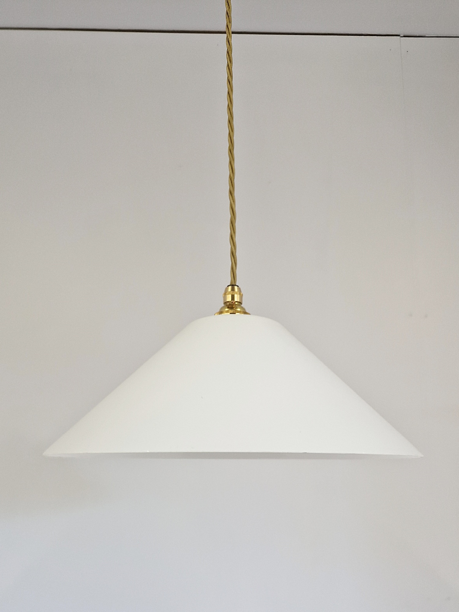Unsigned | 2 Large White-Glass "Coolie" Pendant Lampshades | England 1st Half c.20th | SOLD - Image 7