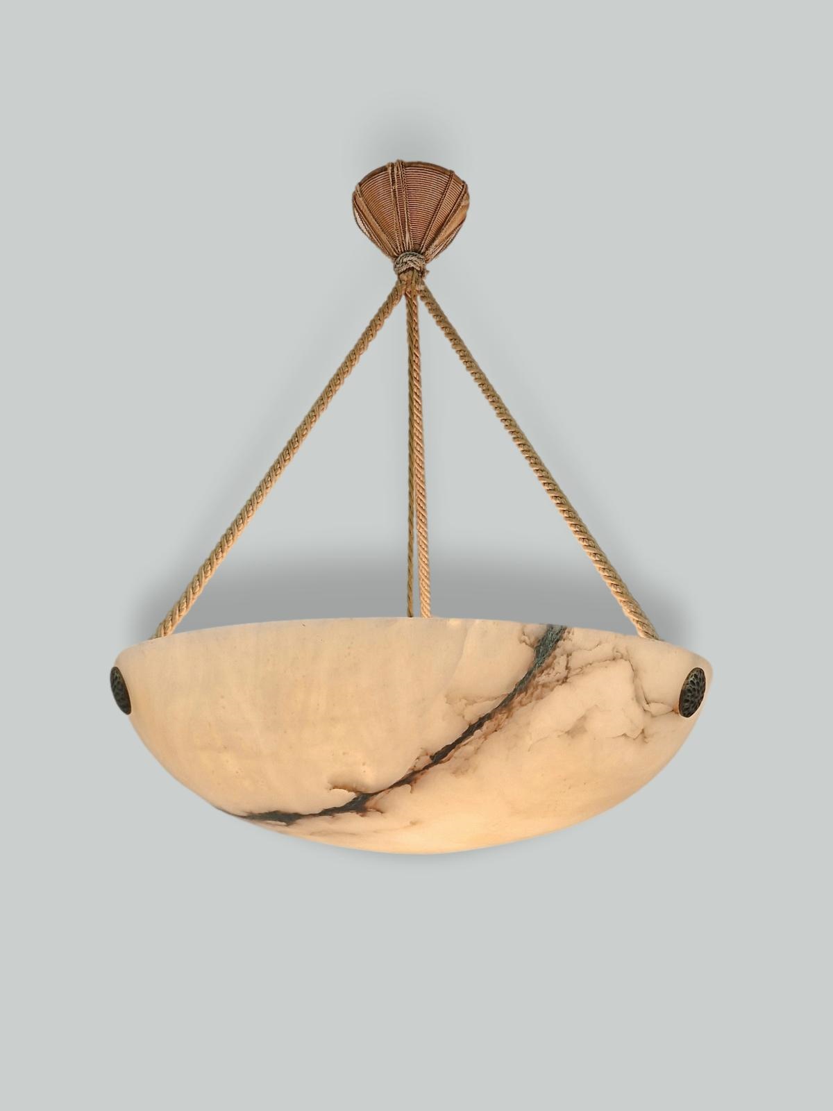 Unsigned | Very-Large Art Deco Alabaster Plafonnier | France c.1920 | SOLD